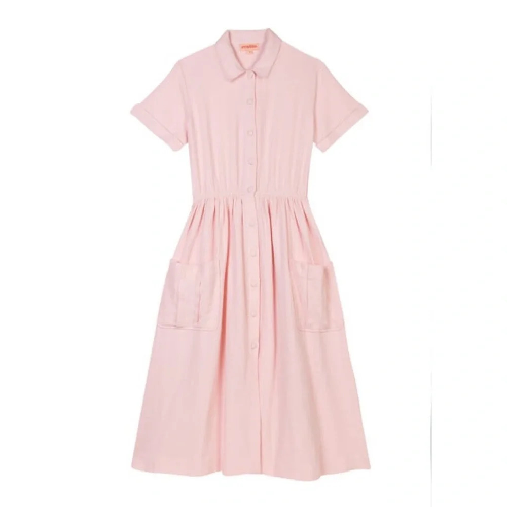 NWT SERAPHINA LONDON Women's The Button Dress, Pink, size large - Picture 1 of 5